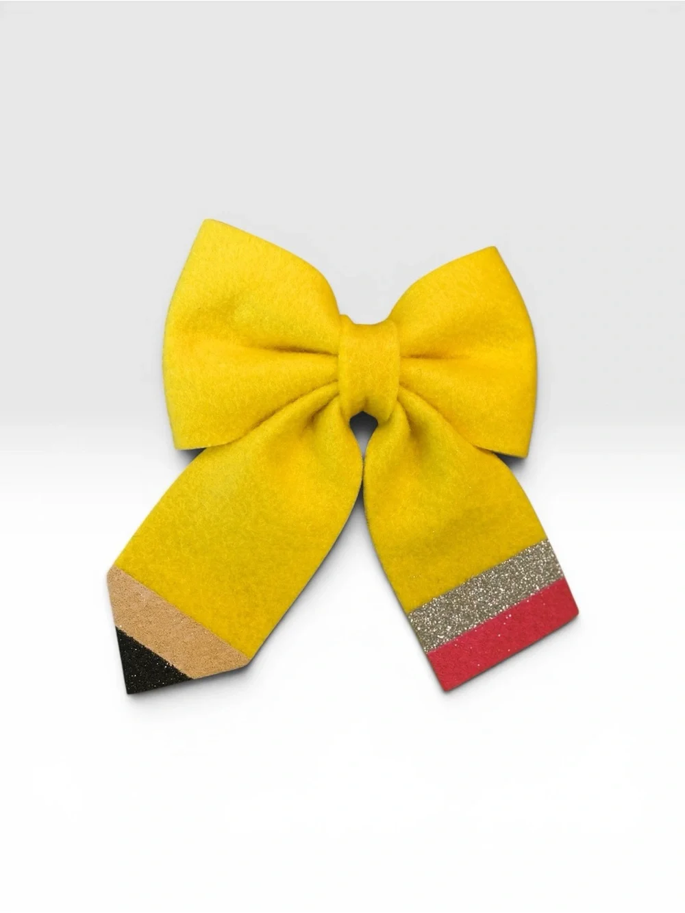 Yellow Glitter-Tip Girls Bow Hair Clip